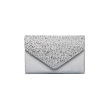 Clutch argento con strass da donna Lora Ferres, Borse e accessori Donna, SKU b514000342, Immagine 0